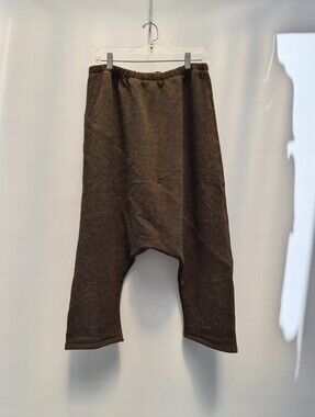 LUUKAA Size 8 Lagenlook Harem Pants NWT Wool Avant Garde Drop Crotch Brown Knit